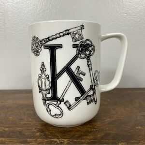 Portobello Bone China monogrammed mug letter K with keys